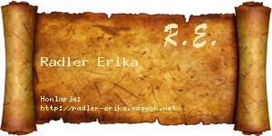 Radler Erika névjegykártya